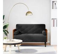 vidaXL Canapé deux places avec coussins cylindriques velours noir 110 cm