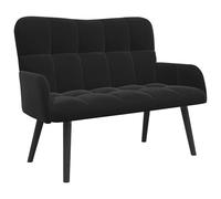 vidaXL Canapé Deux Places Noir 115 x 61 x 87 cm Velours, Canapé en Velours Chic, loveseat Moderne, canapé Compact pour Petits espaces, Confort avec Pieds en Bois