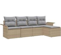 vidaXL Canapé d'extérieur avec coussins 5 pièces Beige Poly-rotin