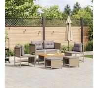 vidaXL Canapé d'extérieur Beige et gris clair Rotin, tissu Standard 4104704 Beige
