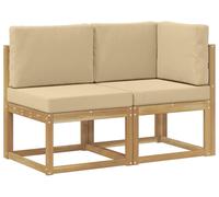 vidaXL Canapé d'extérieur central et d'angle, lot de 2, blanc, bois massif d'acacia