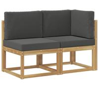 vidaXL Canapé d'extérieur central et d'angle, lot de 2, blanc, bois massif d'acacia