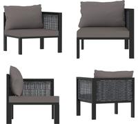 vidaXL Canapé élément d'angle avec accoudoir gauche Poly rotin Anthracite - Canapé élément d'angle modulaire - Canapé élément d'angle modulaire - Canapé élément d'angle modulaire