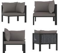 vidaXL Canapé élément d'angle avec accoudoir gauche Poly rotin Anthracite - Canapé élément d'angle modulaire - Canapé élément d'angle modulaire - Canapé élément d'angle modulaire