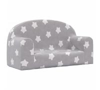 vidaXL Canapé Enfants 2 Places, Siège avec Accoudoirs, Fauteuil avec Dossier pour Tout-Petits Salon, Gris Clair avec Étoiles Peluche Douce