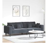 vidaXL Canapé d'angle droit fixe 4 places Velours Gris foncé 250×77×76 cm, coussin mousse