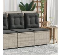 vidaXL Fauteuil de jardin avec fonction chaise longue et coussins gris clair Poly rotin