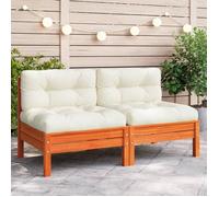 vidaXL Canapé de jardin sans accoudoirs avec coussins Pin brun ciré
