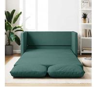 vidaXL Canapé‑lit 2 en 1 2 places – Lit de jour pliable, coussins rembourrés – Tissu vert foncé
