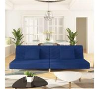 vidaXL Canapé-lit à 2 places avec deux oreillers bleu tissu Bleu G