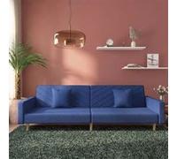 vidaXL Canapé-lit à 2 places avec deux oreillers bleu tissu Bleu G