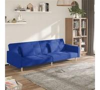 vidaXL Canapé-lit à 2 places en tissu bleu avec 2 oreillers