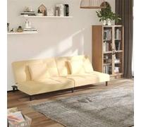 vidaXL Canapé-lit à 2 places avec deux oreillers crème velours Multicolore G