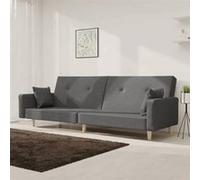 vidaXL Canapé-lit à 2 places avec deux oreillers gris clair tissu