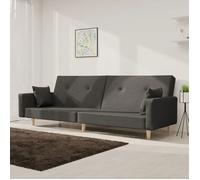 vidaXL Canapé-lit à 2 places avec deux oreillers Tissu Gris foncé