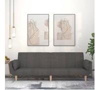 vidaXL Canapé-lit 2 places avec deux oreillers Tissu Gris foncé
