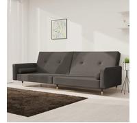 vidaXL Canapé-lit à 2 places avec deux oreillers Gris foncé Velours 375750