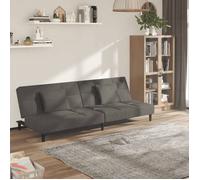 vidaXL Canapé-lit à 2 places Velours Gris foncé avec deux oreillers
