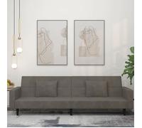 vidaXL Canapé-lit 2 places en velours gris foncé avec deux oreillers