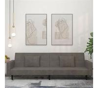 vidaXL Canapé-lit à 2 places avec deux oreillers Gris foncé Velours Gris G