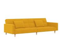 vidaXL Canapé-lit à 2 Places avec Deux Oreillers, Lit de Jour avec Dossier, Lit d'Invité, Meuble de Chambre Salon, Moderne, Jaune Tissu