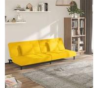 vidaXL Canapé-lit à 2 places avec deux oreillers Jaune Velours Jaune G
