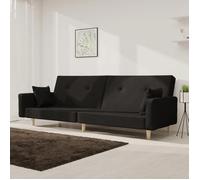 vidaXL Canapé-lit à 2 places avec deux oreillers en tissu noir