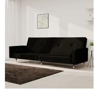 vidaXL Canapé-lit à 2 places 375752 – Velours Noir avec 2 oreillers
