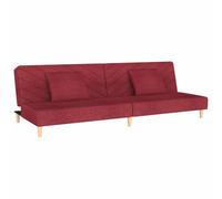 vidaXL Canapé-lit à 2 Places avec Deux oreillers Rouge Bordeaux Tissu