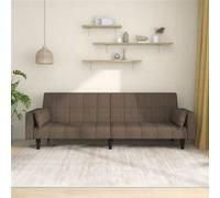 vidaXL Canapé-lit à 2 places avec deux oreillers taupe tissu Taupe G