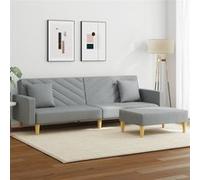 vidaXL Canapé-lit à 2 places avec oreillers et repose-pied gris clair Gris clair G