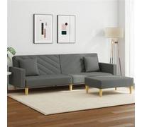 vidaXL Canapé-lit à 2 places avec oreillers et repose-pied gris foncé Gris foncé G