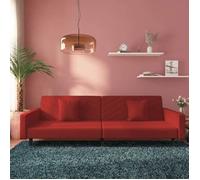 vidaXL Canapé-lit à 2 Places et Deux Oreillers, Lit de Jour avec Dossier, Lit d'Invité avec Pieds Chambre Salon, Moderne, Rouge Bordeaux Velours