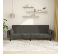 vidaXL Canapé-lit à 2 places - Gris foncé