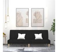vidaXL Canapé-lit à 2 Places, Lit de Jour avec Dossier, Lit d'Invité avec Pieds, Meuble de Chambre à Coucher Salon, Moderne, Noir Tissu