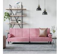 vidaXL Canapé-lit – Canapé de jour pliant avec accoudoirs, velours rose