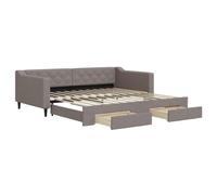 vidaXL Lit de jour 3197470 avec gigogne et tiroirs taupe 100x200 cm tissu Gris G