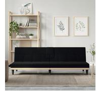 vidaXL Canapé-lit avec porte-gobelets - Tissu Noir