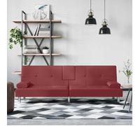 vidaXL Canapé-lit en similicuir avec porte-gobelets rouge bordeaux