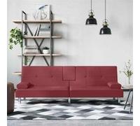 vidaXL Canapé-lit avec porte-gobelets rouge bordeaux similicuir