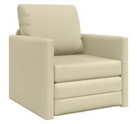 vidaXL Canapé-Lit Crème 74 x 77 x 81 cm Simili Cuir, Canapé-lit Moderne pour Salon, rectangulaire, en Velours, Convertible, Gain de Place, Assise Polyvalente