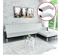 vidaXL Canapé-lit d'angle 4 places Cuir synthétique Blanc