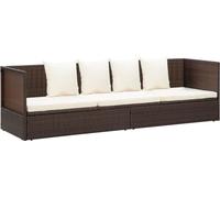 vidaXL Canapé-lit de jardin poly rotin brun 200×60×58 cm coussins inclus