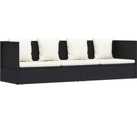 Transat de jardin - VIDAXL - Noir - Résine tressée et acier enduit de poudre - 200 x 60 x 58 cm