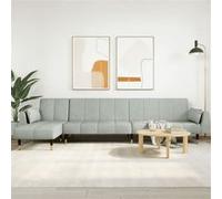 vidaXL Canapé-lit en forme de L gris clair 275x140x70 cm velours Gris G