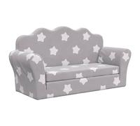 vidaXL Canapé-lit enfant 2 places – Lit de jour avec dossier et accoudoirs, gris clair étoiles