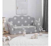 vidaXL Canapé-lit Enfant 2 Places, Lit de Jour avec Dossier et Accoudoirs, Lit d'Invité pour Tout-Petits Chambre, Gris Clair Étoiles Peluche Douce