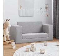 vidaXL Canapé-lit enfants 2 places gris clair peluche douce Gris G