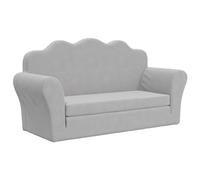 vidaXL Canapé-lit Enfants 2 Places, Lit de Jour avec Dossier et Accoudoirs, Lit d'Invité pour Tout-Petits Chambre Salon, Gris Clair Peluche Douce