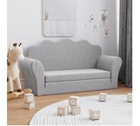 vidaXL Canapé-lit Enfants 2 Places, Lit de Jour avec Dossier et Accoudoirs, Lit d'Invité pour Tout-Petits Chambre Salon, Gris Clair Peluche Douce